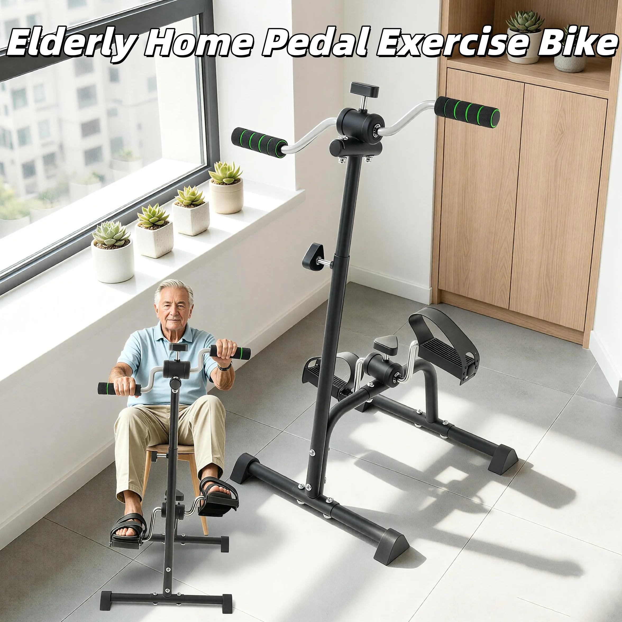 Indoor Sports Exercise Bike Home Trainer for Hand Arm Leg and Knee Peddler 42*42*100CM Adjustable Fitness Exercise Bike for Seniors  Knee Rehabilitation Equipment