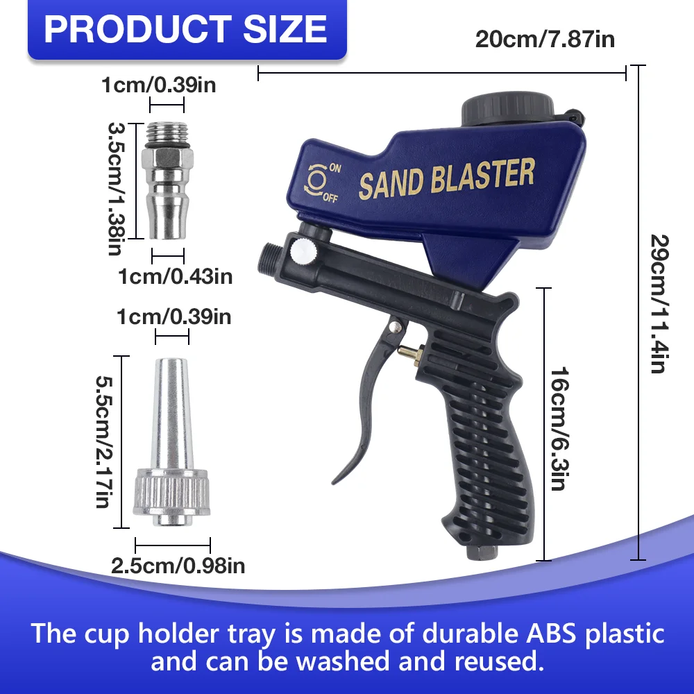 90Psi Adjustable Pneumatic Sandblasting Gun Portable Rust Blasting Device Gravity Sandblasting Gun for Continuous Rust Removal