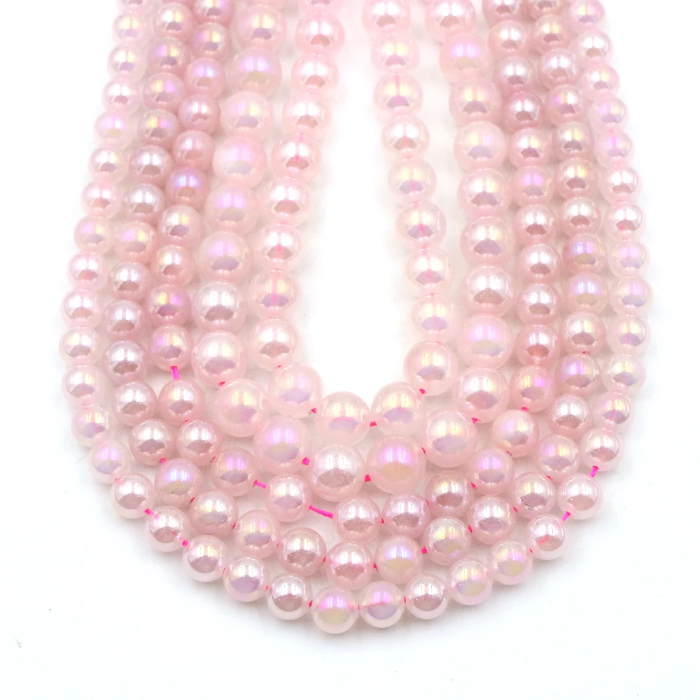 6mm 8mm 10mm Natural Electroplated Rose Quartz Bead Loose Spacer Stone For Jewelry DIY Making Diy Bracelet Accessory Bead Gift