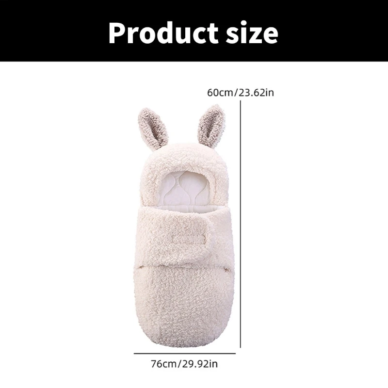 Plush Infant Swaddles Wrap Breathability 600x760mm Animal Ears Designs for Baby Ensures Comfort & Safety During Sleep