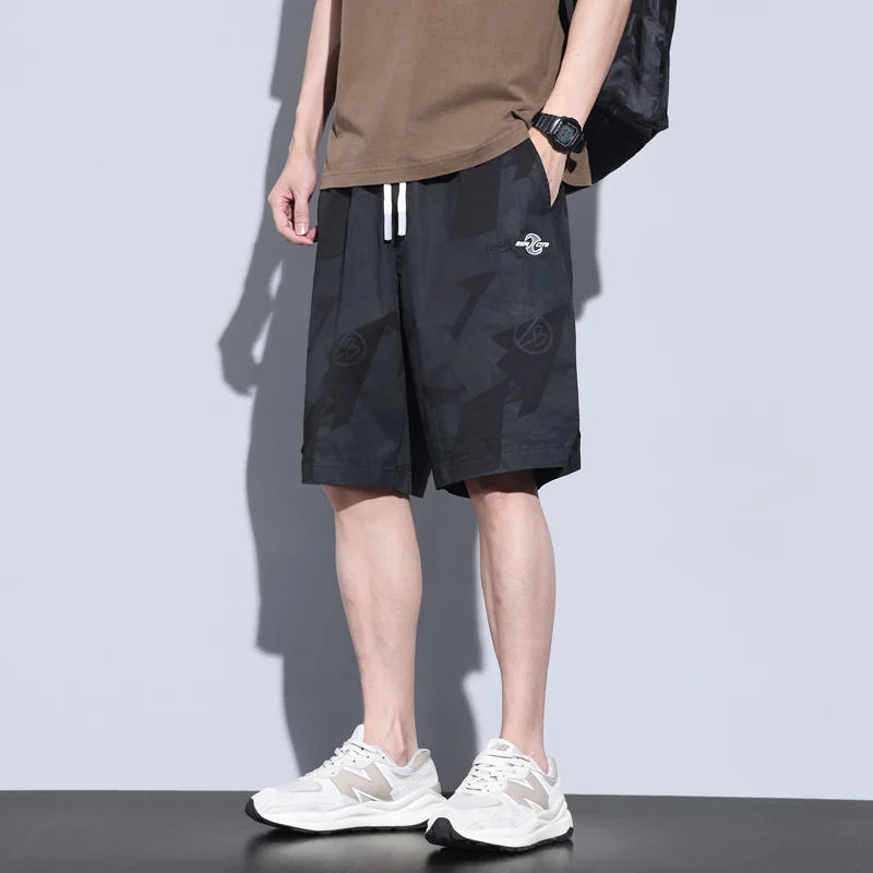 

Камуфляжные спортивные мужские тонкие свободные крутые повседневные брюки для спецодежды Гонконгские модные молодежные летние брюки длиной пять четвертей