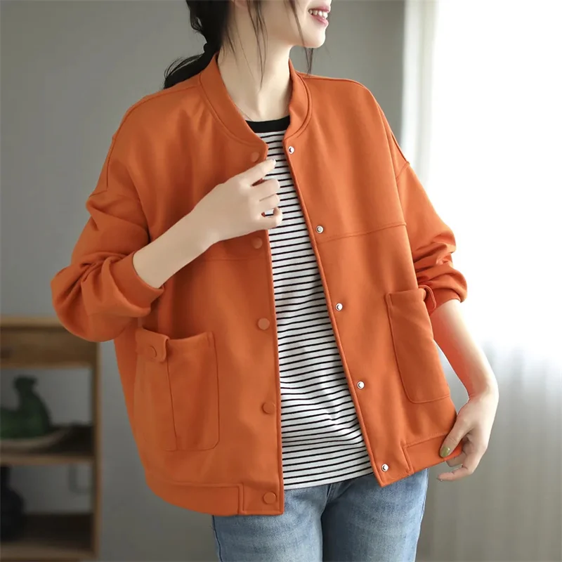 Baseball Uniform Jacket Women's 2024Spring Autumn New Coat Joker Loose Ladies Outerwear Casual Slim Round Neck Female Sweatshirt