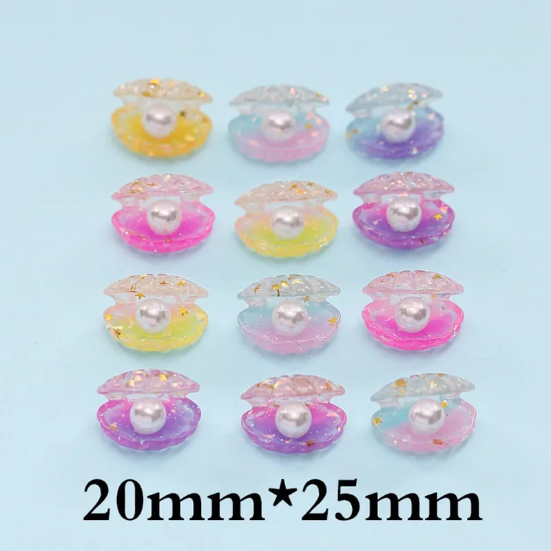 10/20 Stück Mini Rosa Lila Perlmutt Muscheln Harz Cabochons Sammelalbum Diy Haarnadel Zubehör für Mädchen Meerjungfrau Geburtstag Party Dekor – Detail 2