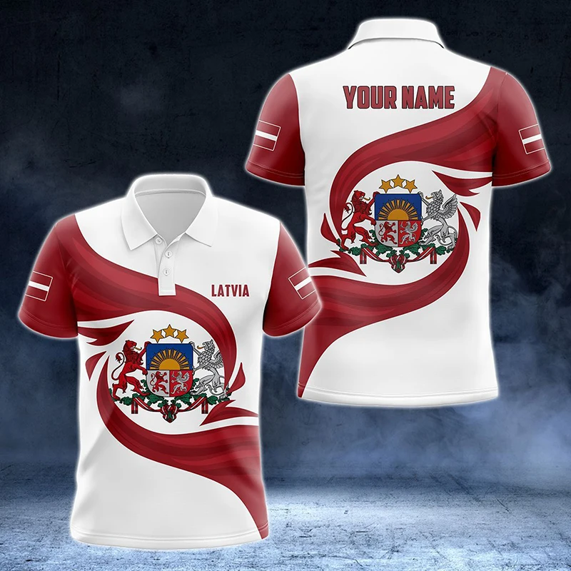 Camiseta Polo Personalizada con Gráfico de la Bandera de Letonia, Ropa Casual Urbana, Jersey Holgado y Fresco para E-Sports, Ropa Deportiva de Secado Rápido para Niños y Niñas