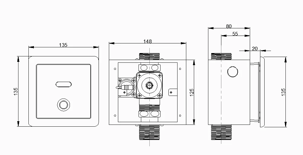 Stainless Steel Non-Contact Automatic Sensor Toilet Flush Valve Wall Mounted HY-529D/A/AD Hotels Malls Manual Press WC