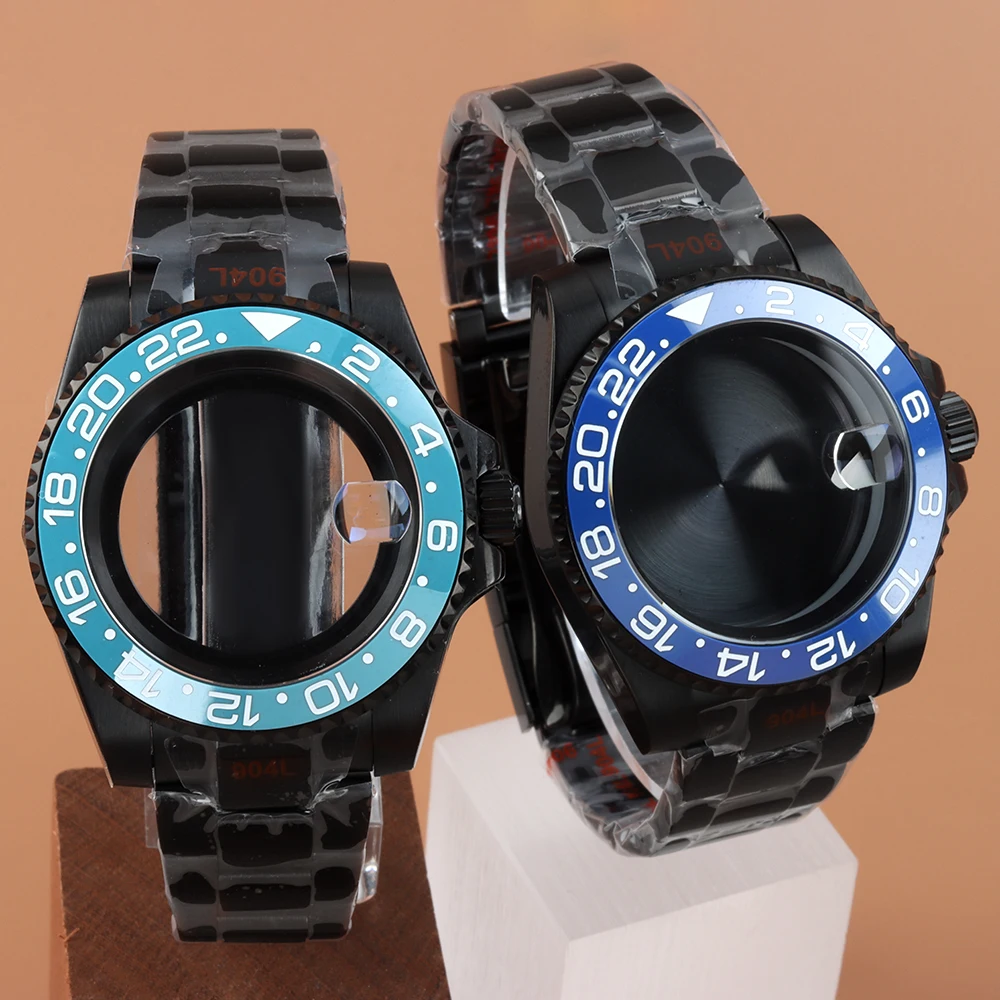 

Black 40mm NH35 Watch Case For GMT SUB Yacht-Master Case Stainless Steel Polish Oyster Watchband Fit NH35 NH36 NH38 Movement