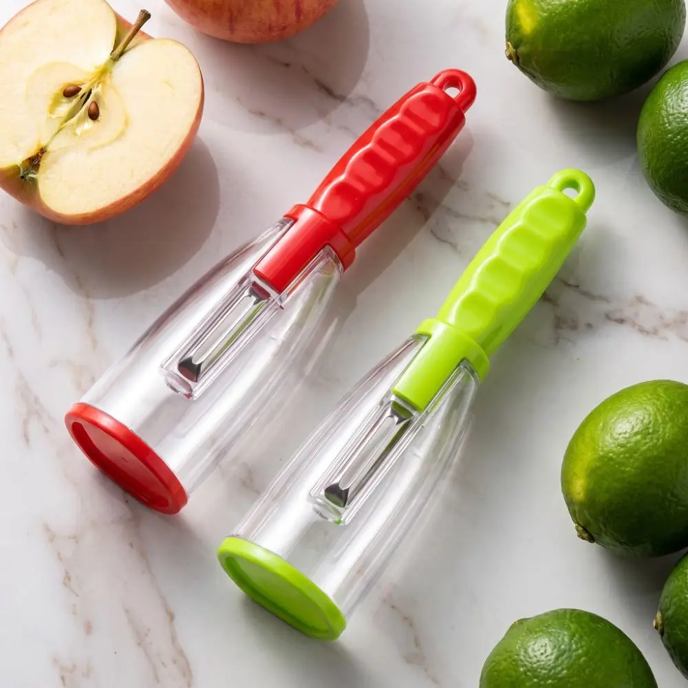 Easy Grip Vegetable Peeler Storage Tube Ergonomic Handle Peeling Tool Creative Multifunctional Fruit Peeler Camping
