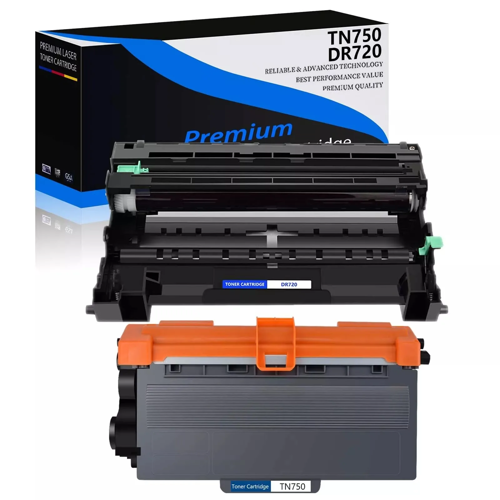 High Yield Toner Cartridge TN750 Toner DR720 Drum Black Unit for Brother DCP-8155DN 8110DN MFC-8910DW 8950DW HL-6180DWT Printer