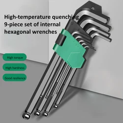 9Pcs Hex Wrench Set L Type Allen Key Set 1.5-10MM Hexagon Flat Ball Torx Star Head Spanner Screwdriver Set Household Hand Tools