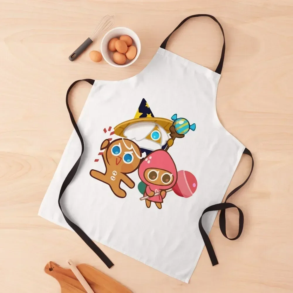 

Gingerbrave and strawberry cookie cookie run kingdom Apron Korean Useful Things For Kitchen Dress Apron