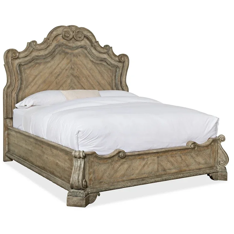 American solid wood retro high-end solid wood bed, French old master bedroom double bed luxury European bedroom wedding bed
