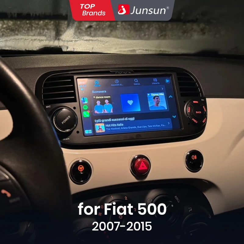 Junsun Android13 Car Radio For FIAT 500 500C Abarth 2007-2015 Car Smart Systems For Apple Carplay FM GPS SWC BT