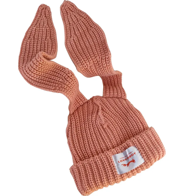 Personality Rabbit Ears Woolen Hat Fashion Brand Design Niche Autumn and Winter Ear Warm Knitted Hat Woman