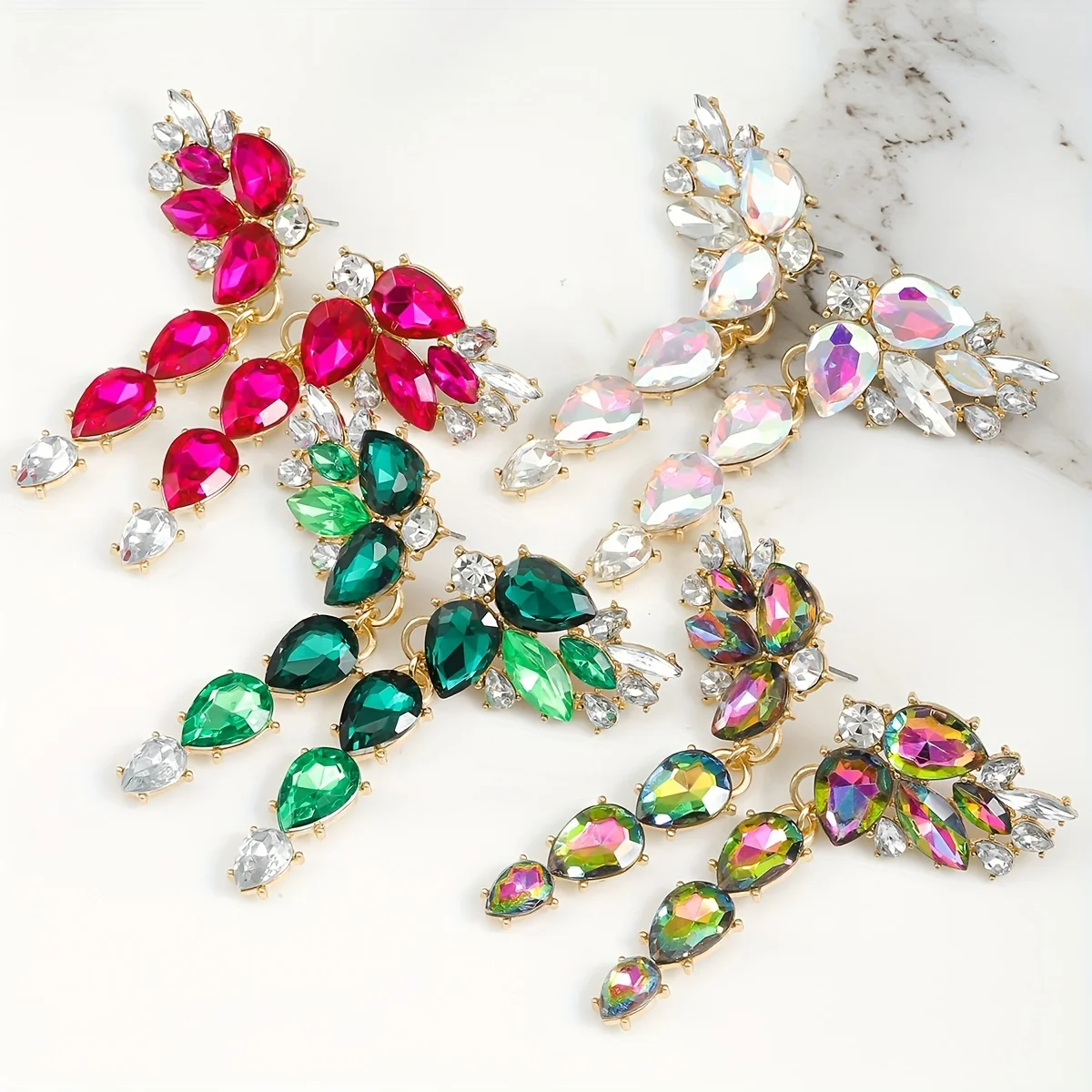 Vedawas Luxurious Colorful Rhinestone Wings Butterfly Earrings,Vintage Elegant Wedding Banquet Women Accessories