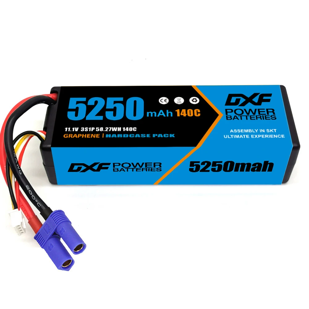 DXF 11.1V 140C 5250mAh 3S Lipo Battery with EC5 XT60 Deans Connector Hardcase Battery for RC Car Boat Truck Helicopter Airplane