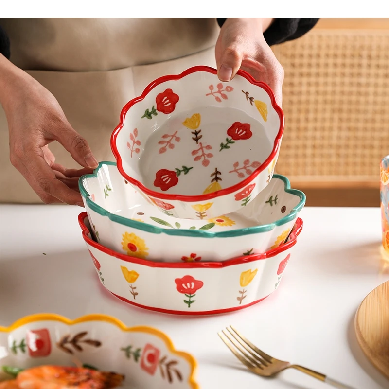 

Cute Fruit Bowl Ceramic Salad Nordic Home Children's Breakfast Oat Dessert Kitchen Oven Baking Tableware