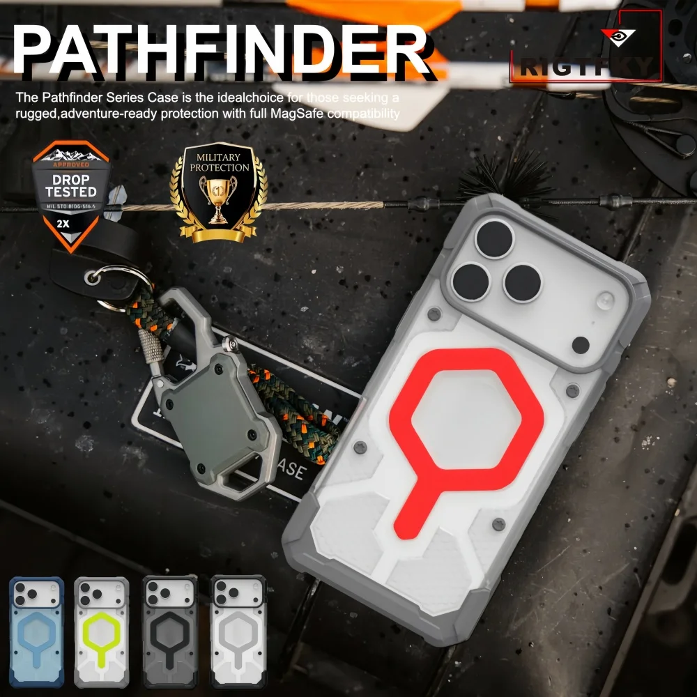 Capa de Celular Original Pathfinder para iPhone 17 Air Pro Max 16 15 14 13 12 17PRO, Capa Protetora Magnética Antichoque com MagSafe