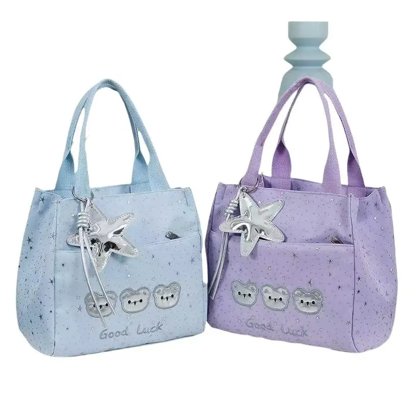 Eco-Friendly Starry Cute Bear Lunch Bag for Office Workers with Insulation