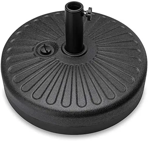 Fillable Umbrella Base Stand Round Sunburst Plastic Patio Umbrella Base Stand, Pole Holder for Outdoor, Lawn w/ 55lbs