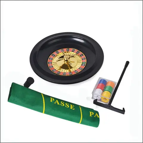 10 Inch Casino Roulette Game Accessories Set with Table Cloth Poker Chips for Bar KTV Party Game Entertainment Board