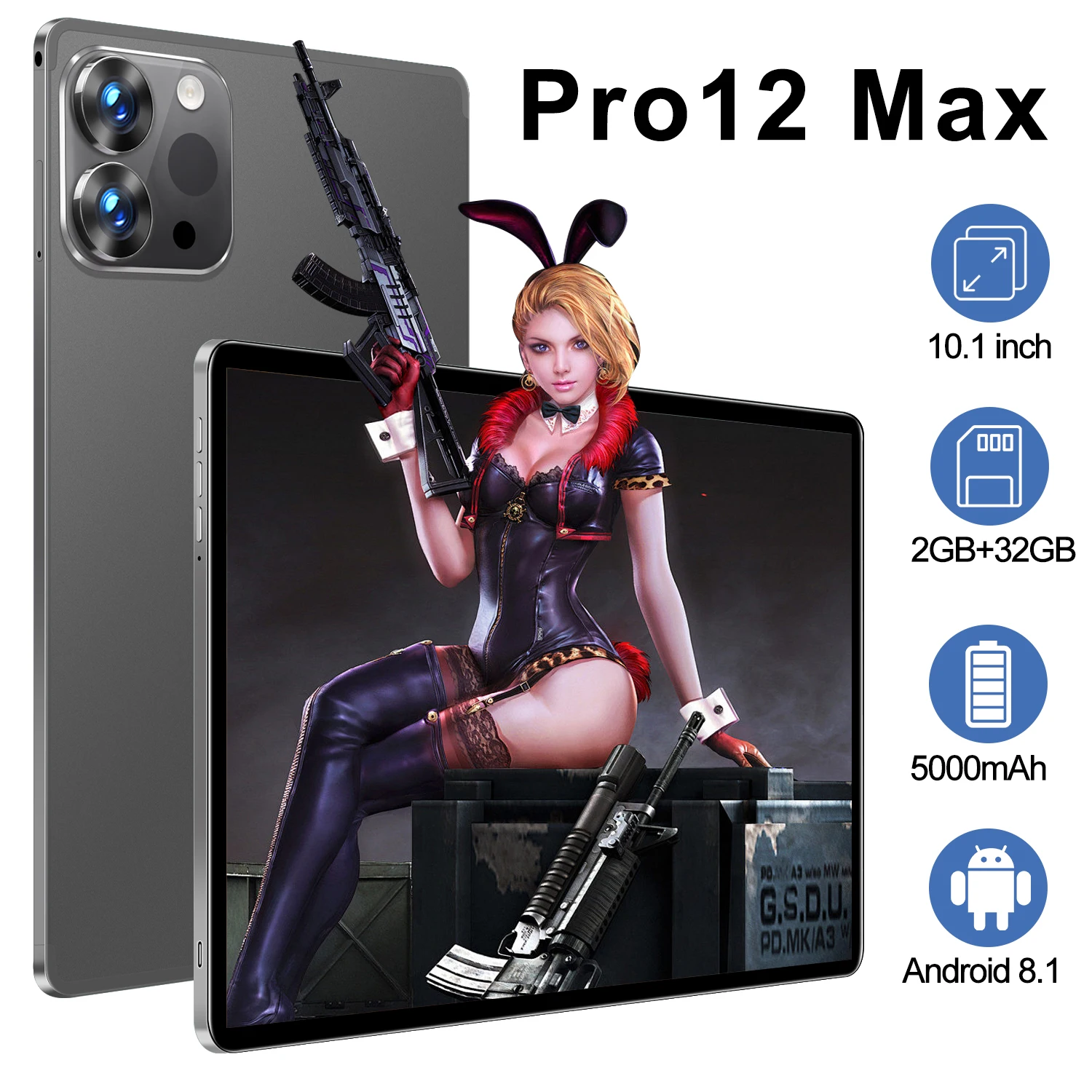 JDL Pro12 Max 10.1-inch Tablet PC 2+32GB 5000mAh Dual Cameras Dual SlM+Dedicated micro SD Card Slot Bluetooth Entertainment