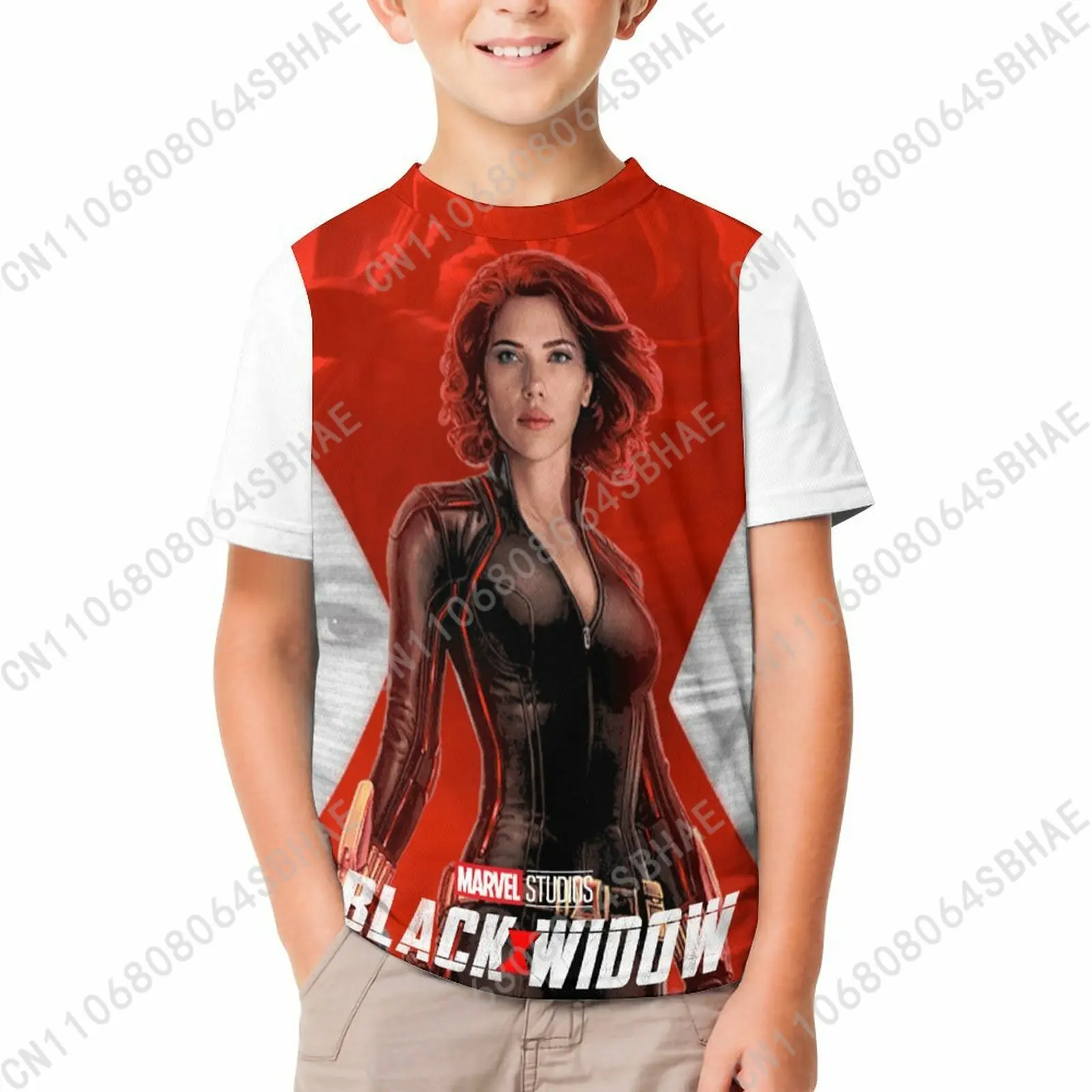 

Marvel Black Widow T Shirt Boy Girl Short Sleeve Print Cotton TShirt Comfortable Crew Neck Children Child Tee Cosplay