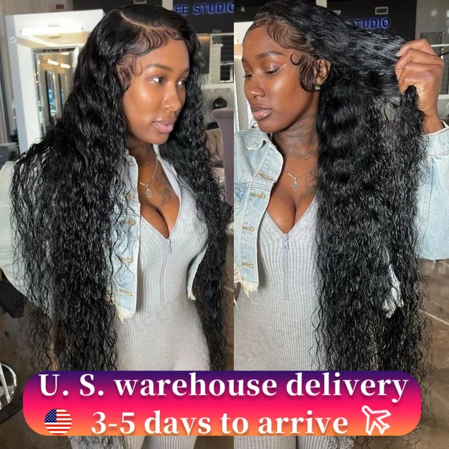 

28 Inch Deep Wave Lace Front Wigs Human Hair Pre Plucked 13x4 HD Transparent Lace Frontal Human Hair Wigs 180% Density