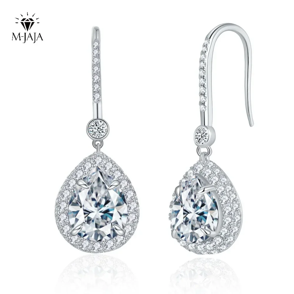 

7*9mm All Moissanite Drop Earrings Pear Cut D Color VVSI 925 Sterling Silver Luxury Lab Diamond Dangle Earrings Wendding Jewelry