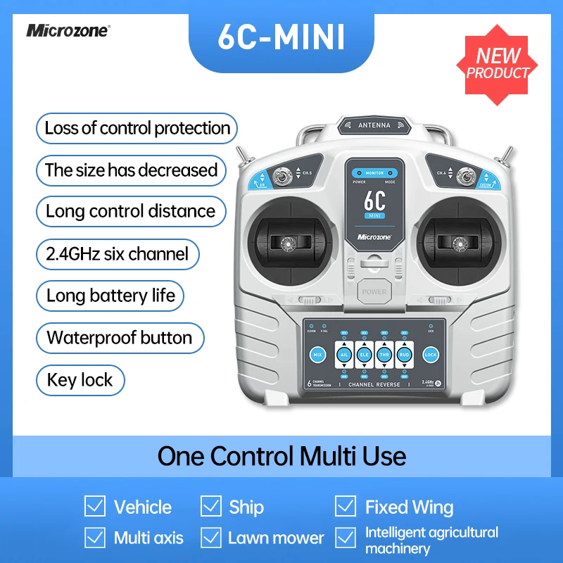 Microzone Mc6c 2.4g 6ch Controller Trasmettitore Ricevitore Sistema Radio Per Rc Aereo Drone Multirotore Elicottero Auto Barca