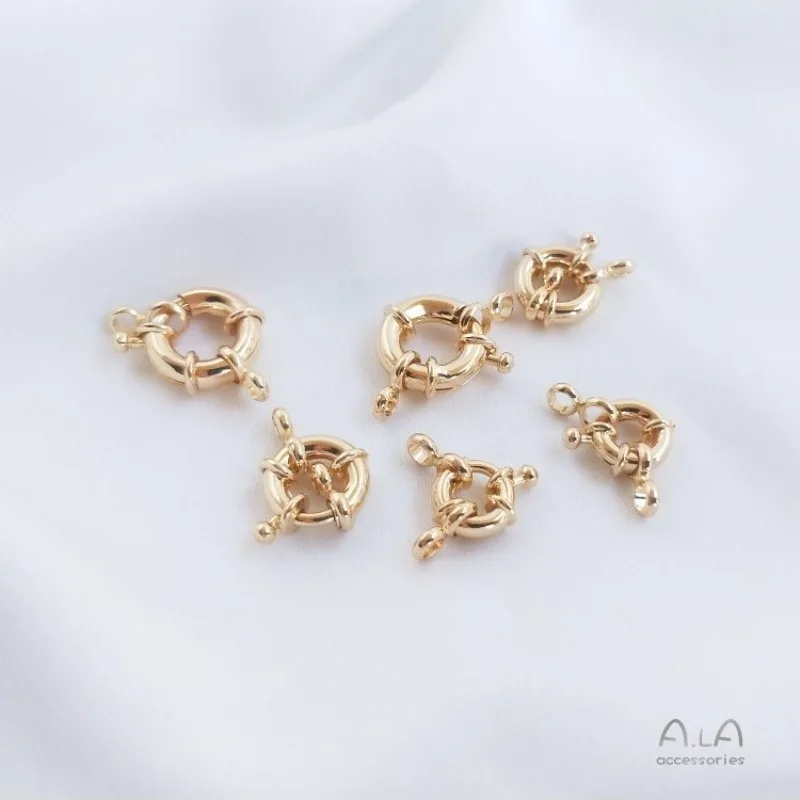 14K Gold Color Spring Buckle Directional Buckle Circle Pearl Necklace Bracelet Connecting Buckle DIY Jewelry Accessories
