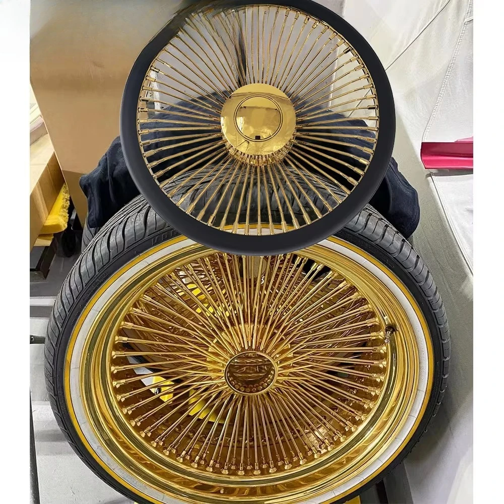 

15-дюймовые хромированные колесные диски Dayton с золотистым покрытием, спицованные обода