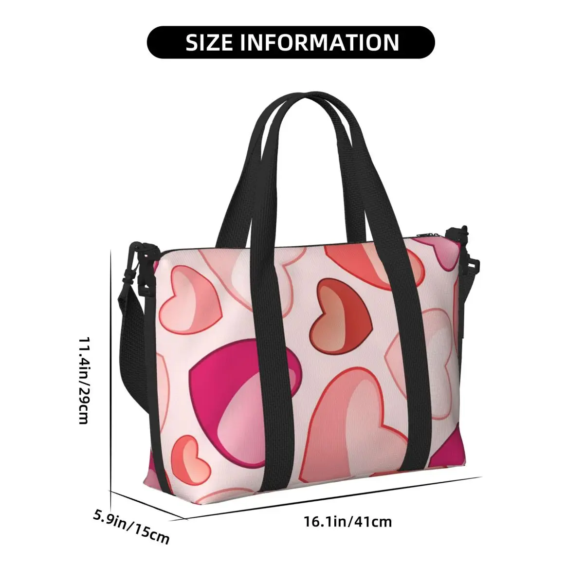 حقيبة سفر محمولة على شكل قلب وردي، حقيبة رياضية ذات سعة كبيرة، حقيبة حمل خفيفة الوزن على الأمتعة حقيبة مدرب حقيبة تخييم