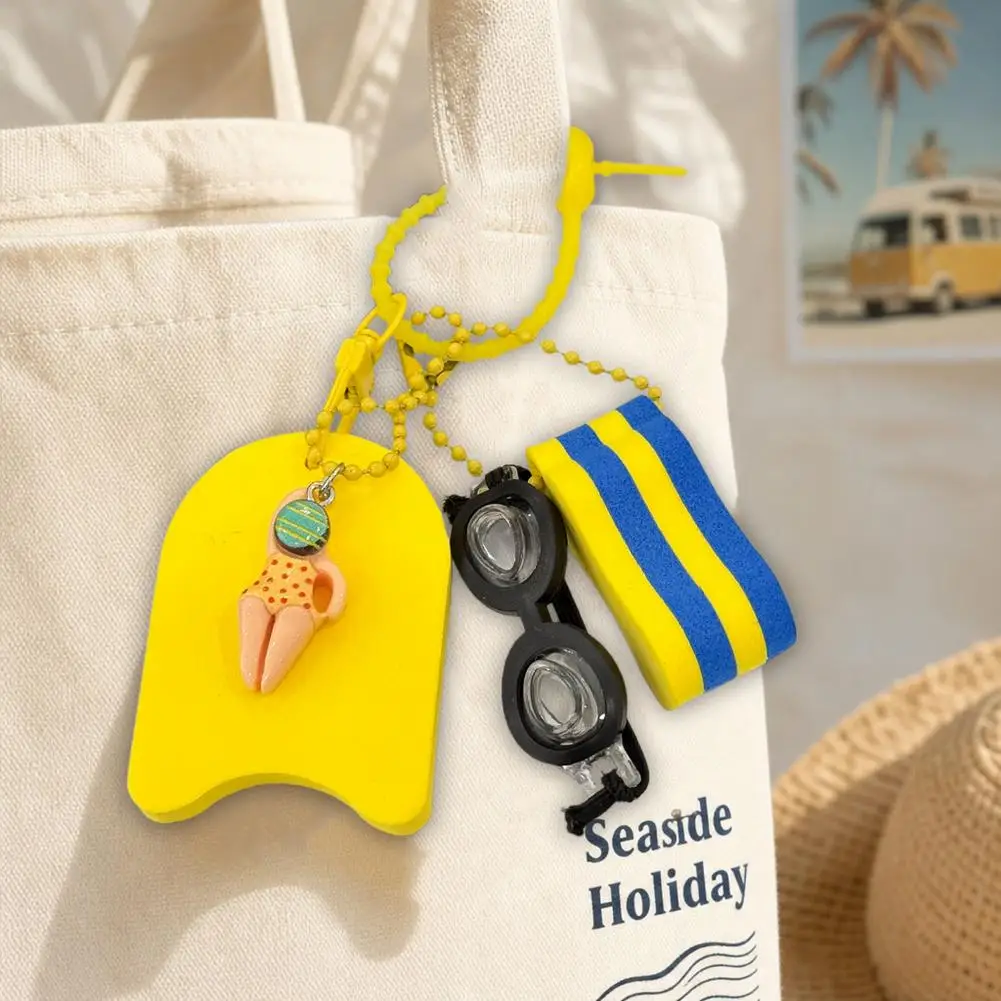 Chaveiro de Desenho Animado para Meninas e Meninos, Acessório de Verão para Piscina, Boia, Óculos, Pingente, Presentes