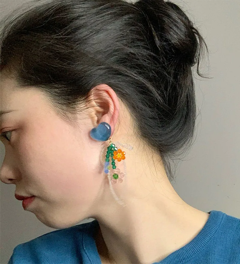 New Love Flower Bow Earrings Summer Cute Style Fashion Handmade Beaded Women\'s Sweet Earrings