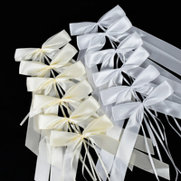 25Pcs White Ribbon Bowk Wedding Car Bowknot DIY Gift Wrap Ribbon Bows Romantic Wedding Birthday Party Chair Favors Decorations
