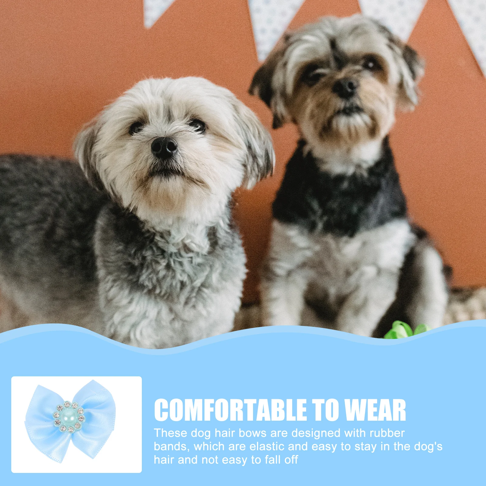 

20pcs Pet Hairbands Dog Hair Bows Rhinestone Pearl Decorative Elastic Bands For Small Medium Large Cats Dogs Party Wear