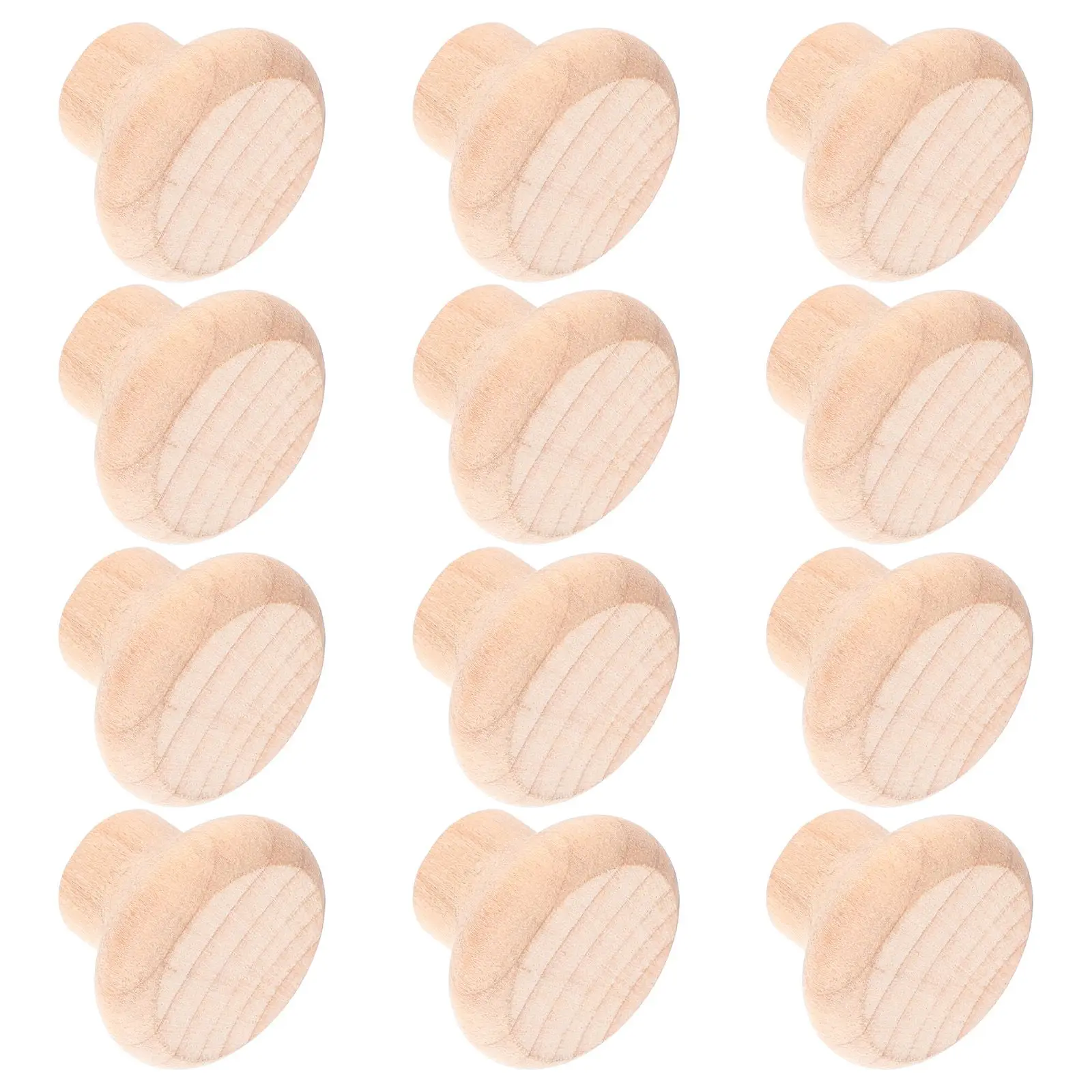 

12 Sets Wooden Handles Durable Single Hole for Furniture Doors Drawers Replacement Hardware Wood Cabinet Knobs Bathroom