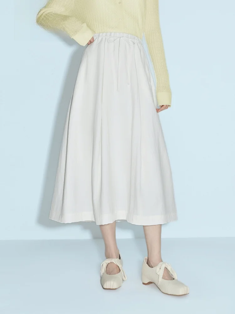 

Indicia Summer 2026 Women's High Waist A-Line Skirt White Casual Commute Style No Stretch Elasticity Polyester