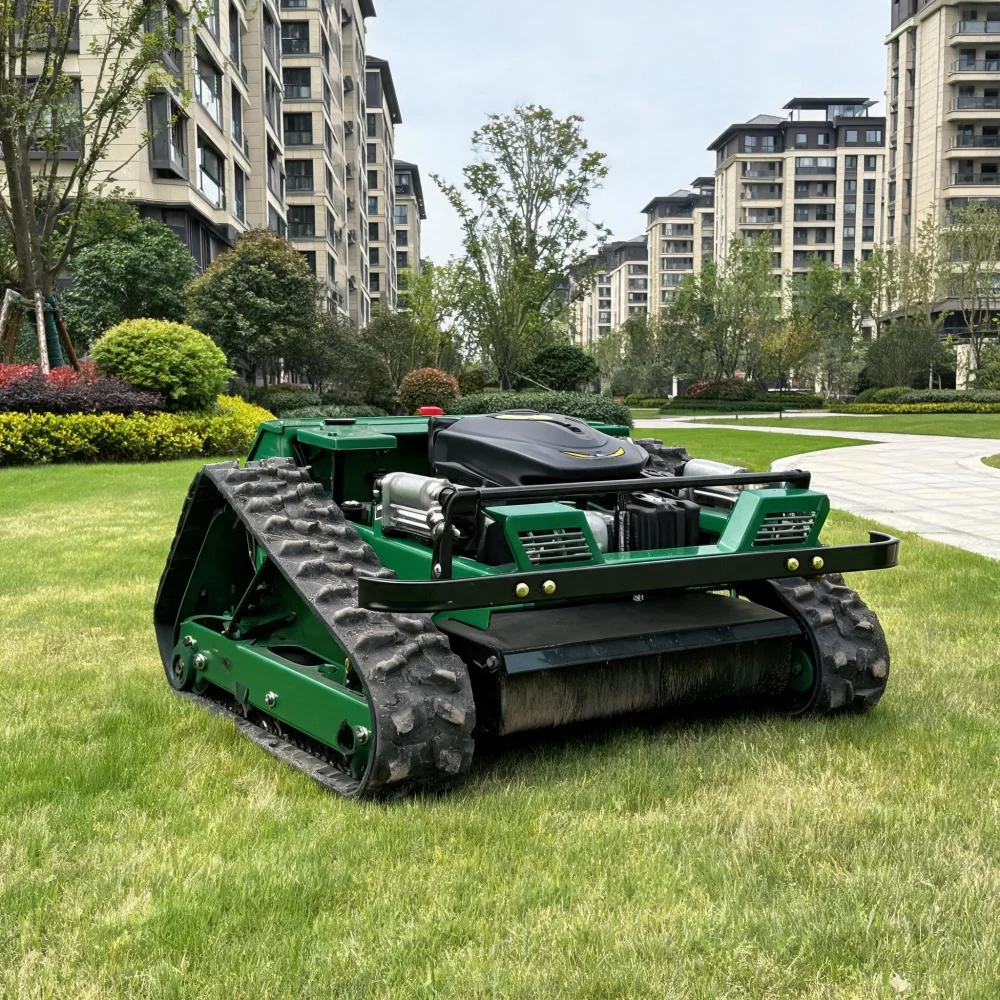 Small Tracked Lawn Mower 500mm Cutting Width All-Terrain Remote Control Multi-use Trimmer CE Certified High Efficiency Farm