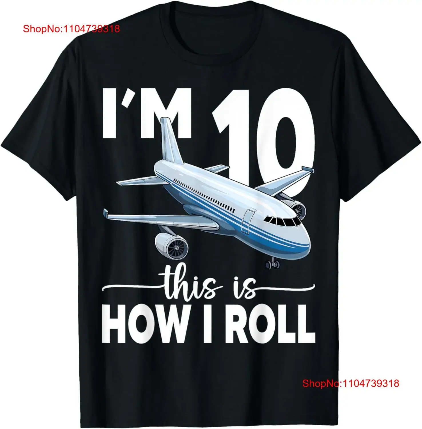 تي شيرت I'm 10 This Is How I Roll Airplane Year Old Birthday Boys تي شيرت عتيق مغسول أنيق وجيد التهوية مصمم جرافيك