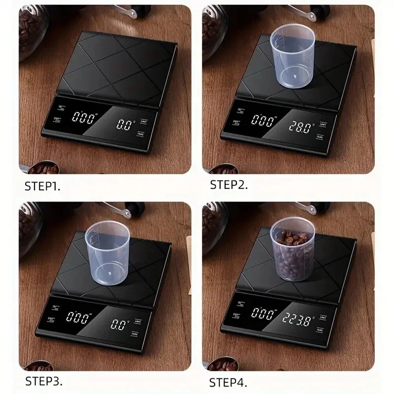 3kg/0.01g Precision Kitchen Scale with Timer-Digital Food Scale for Baking, Cooking&Coffee Brewing (LCD Display, Home Chef Tool)