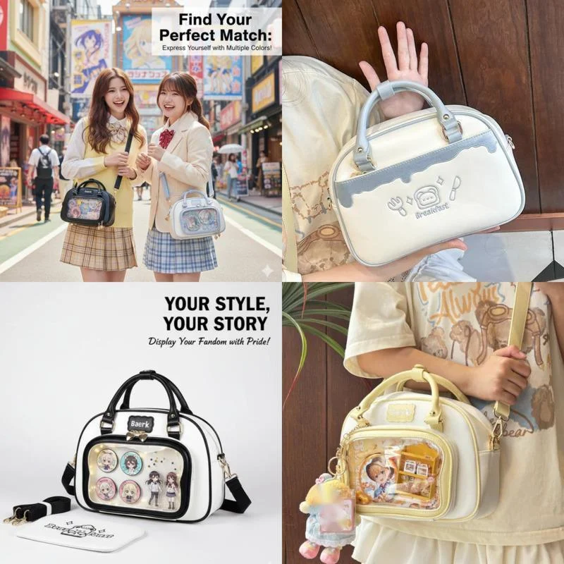 

Y2K Cute Bear Itabag Tote Bag Kawaii Anime Itabag High Capacity Handheld Shoulder Bag Crossbody Bag Daily Itabag Backpacks New