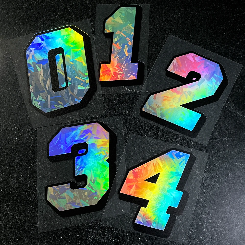 

1PC Holographic Carbon Fiber Racing Number Motorcycle Stickers Waterproof Vinyl Decal for Fuel Tank Front Fairing Helmet Bicycle