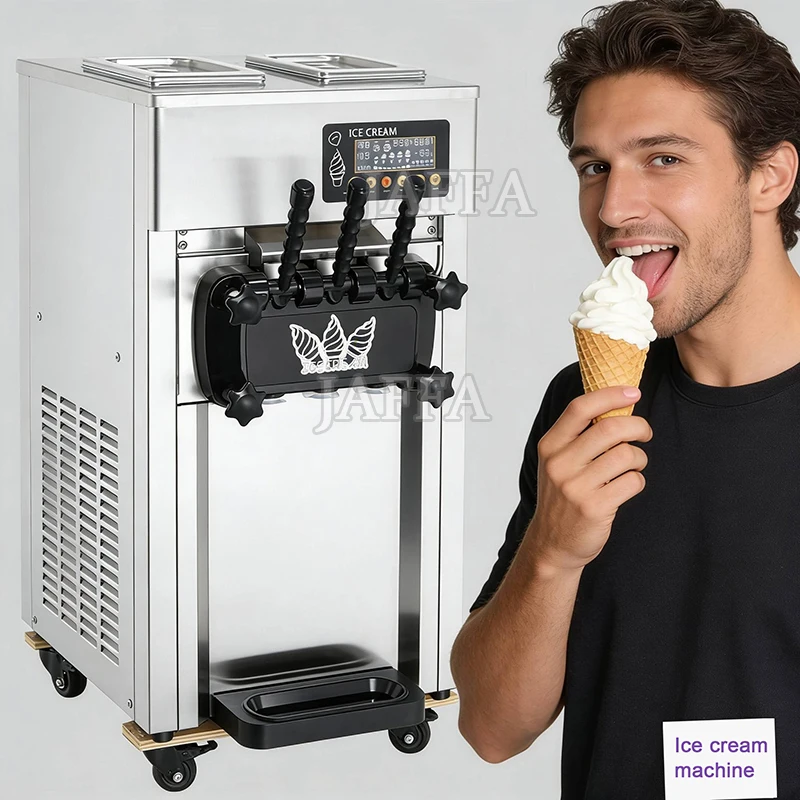 New 220V High Productivity 3 Flavor Soft Ice Cream Machine Commercial Countertop Ice Yogurt/Nuts/Fruit/Milk