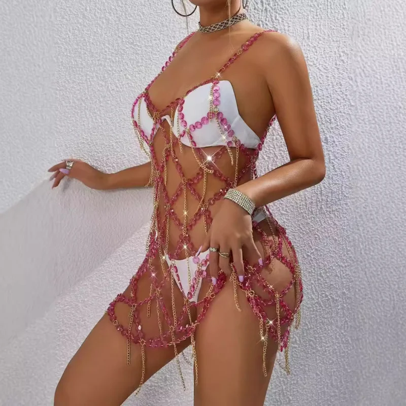 

Body jewelry European and American Cross-Border New bikini Sexy Bra chain Tassel Backless Dress Chain Nightclub party Hot Girl