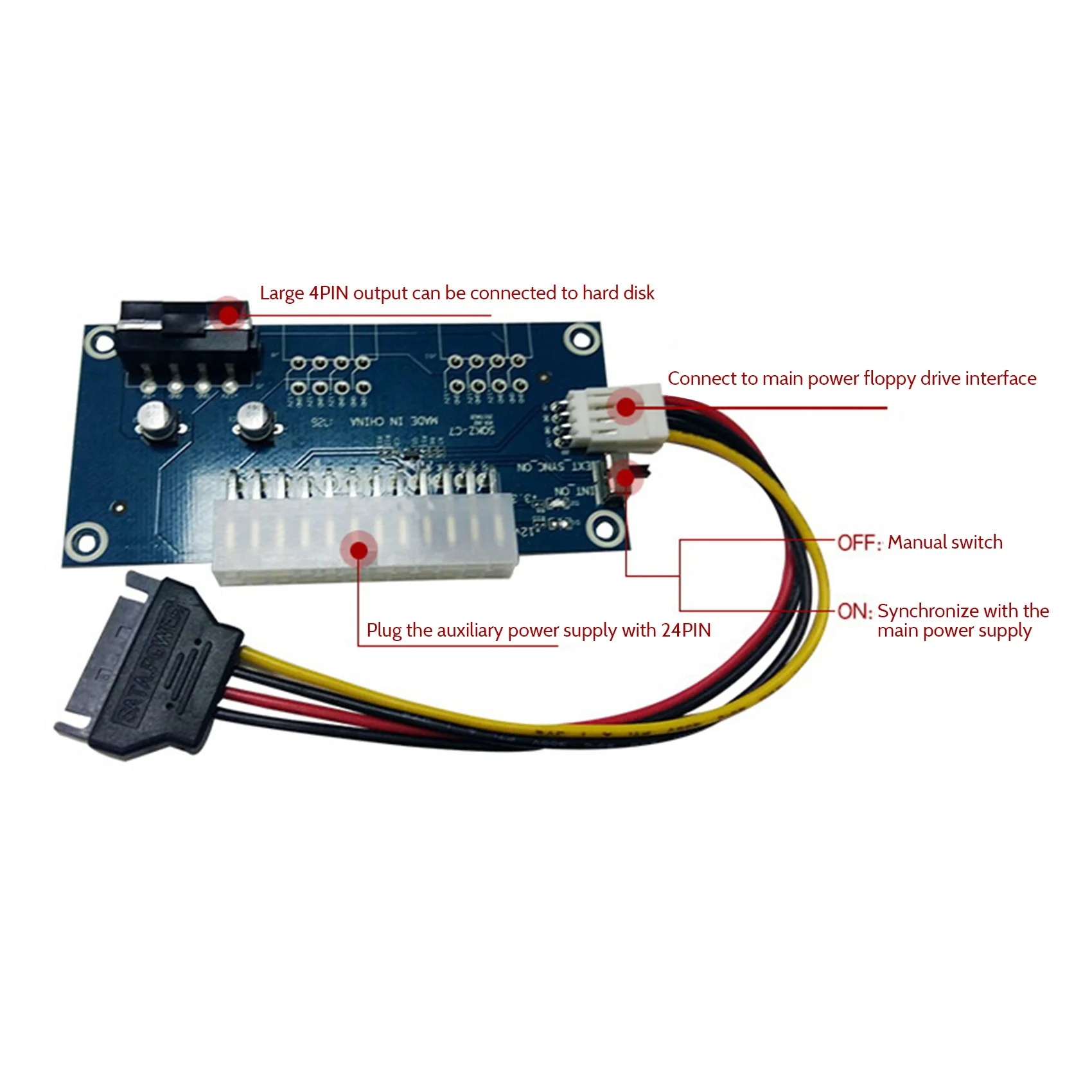 Dual Power Start Adapter Card Multi-Power Synchronous Starter 24Pin Power Synchronization Cable Power Start Board