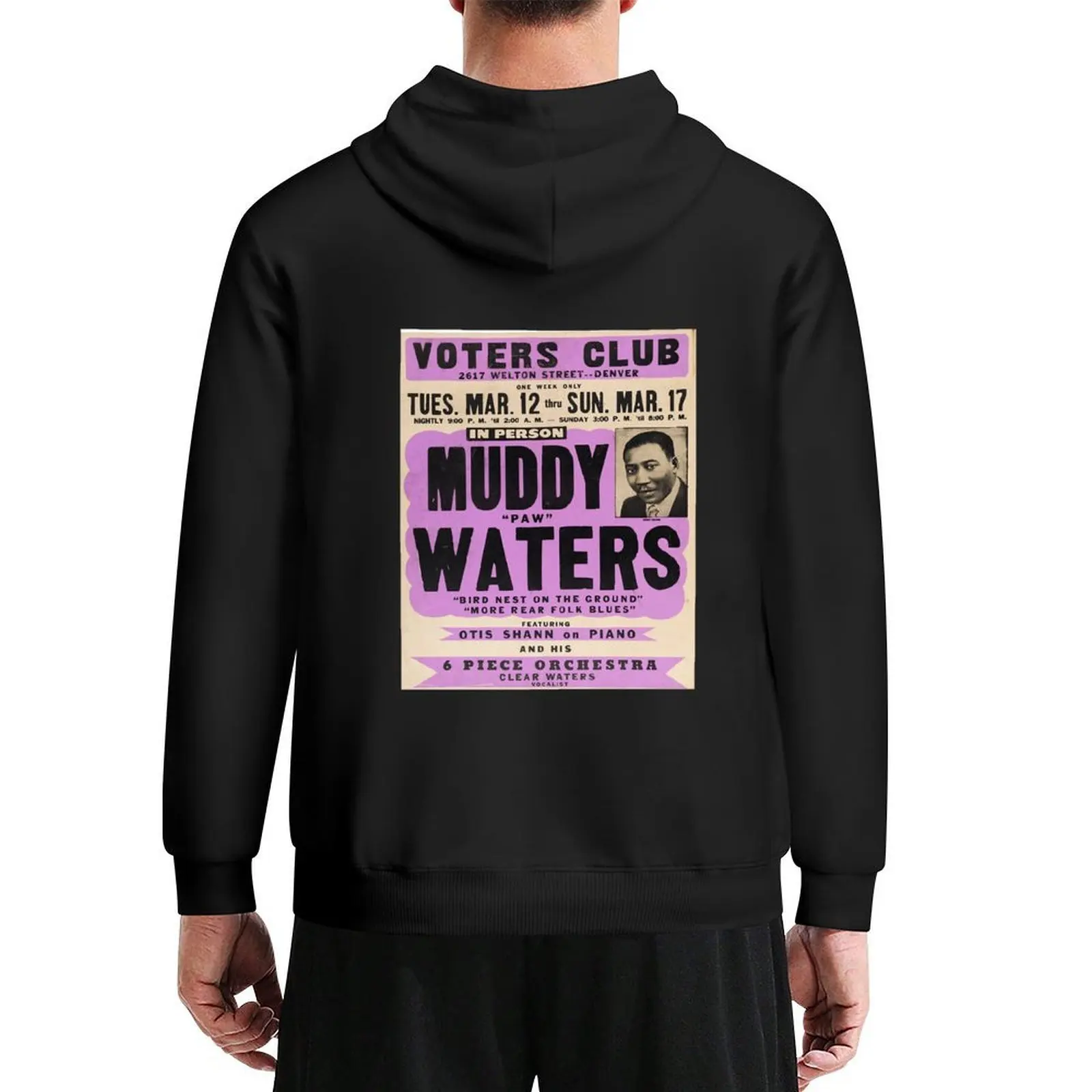 

Muddy Waters, blues concert poster, 1960s Hoodie men wear clothes for men korean clothes autumn pullover hoodies