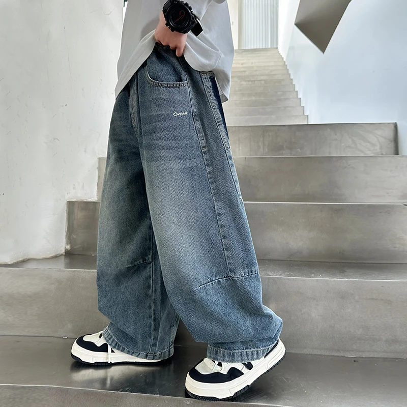 

Baby Boys Jeans Ages 4-14Y Child Denim Pants Tween Boy Long Trousers Student 2025Spring Autumn Casual Bottom Toddler Loose Jeans