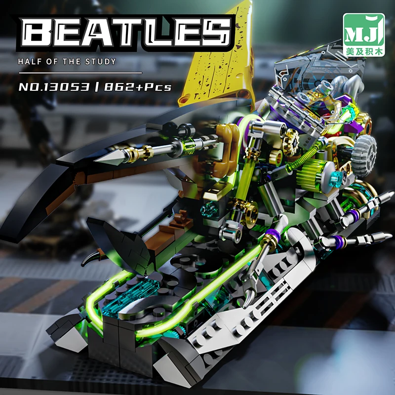 

862PCS LED Mech Beetle Building Blocks Kit-Light Up Robotic Insect Model with Moving Joints, STEM Educational Toy for Kids Adult
