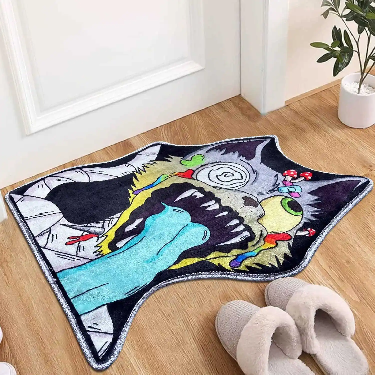 Tapete de veludo cristal loween tapete decorativo quarto mesa chá sala estar piso cobrindo listra dos desenhos animados tamanho grande